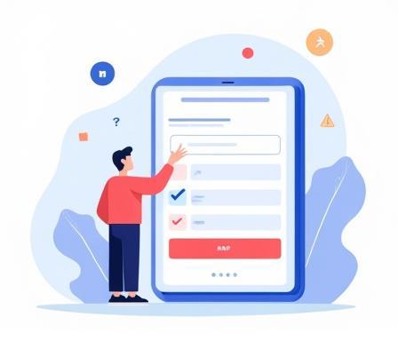 Illustration of a person interacting with a digital registration form