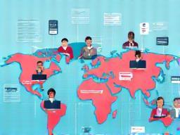 Illustration of people connecting remotely for work