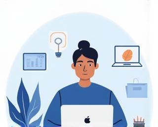 Illustration of a person working remotely on a laptop